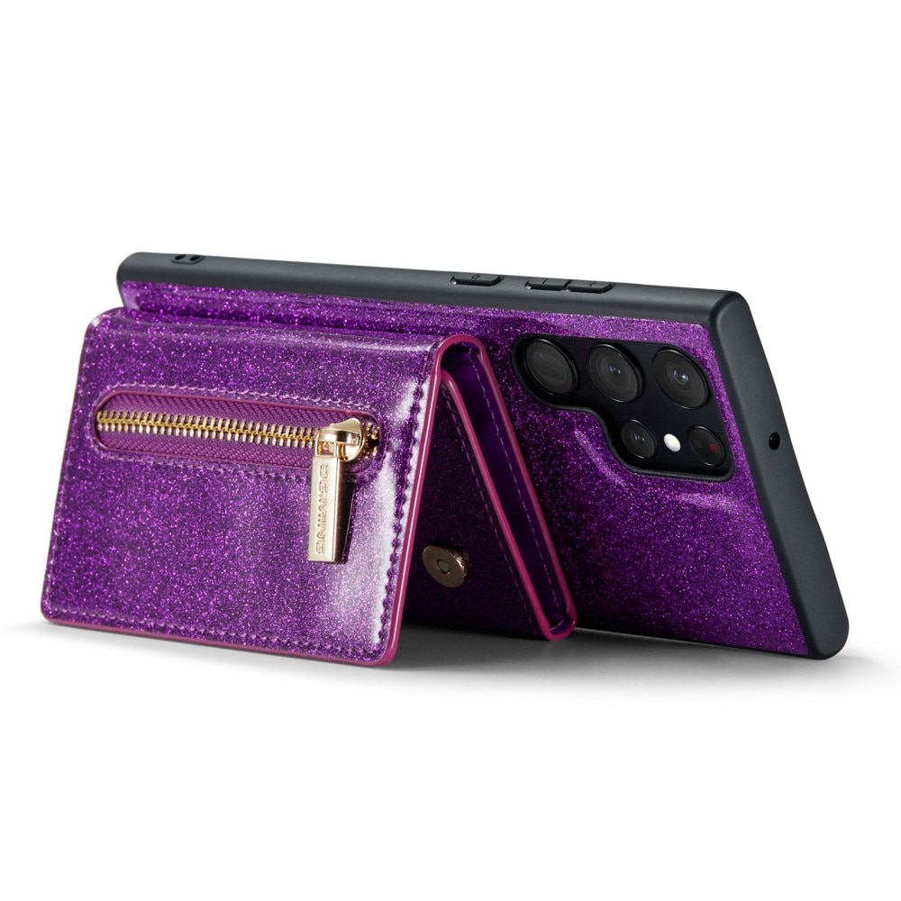 Funda Magnetic Card Slot Samsung Galaxy S23 Ultra Brillantina violeta