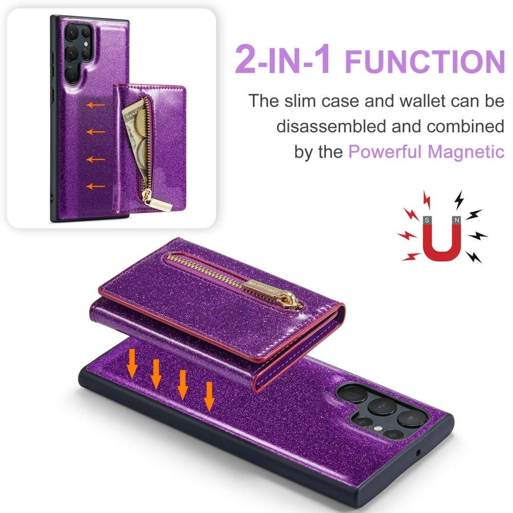 Funda Magnetic Card Slot Samsung Galaxy S23 Ultra Brillantina violeta