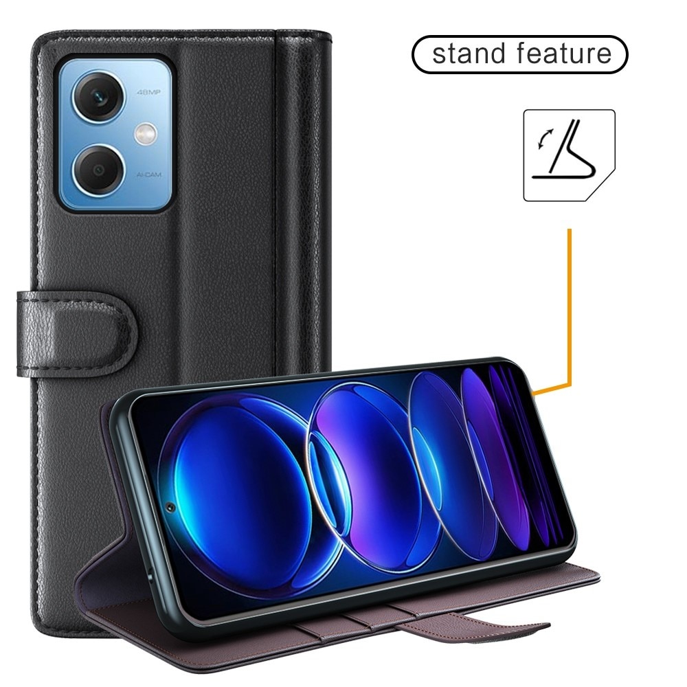 Funda de cuero genuino Xiaomi Redmi Note 12, Negro