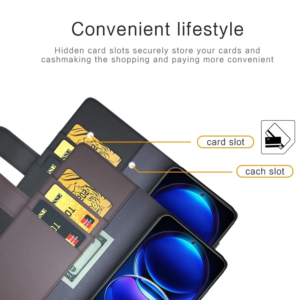 Funda de cuero genuino Xiaomi Redmi Note 12, Negro
