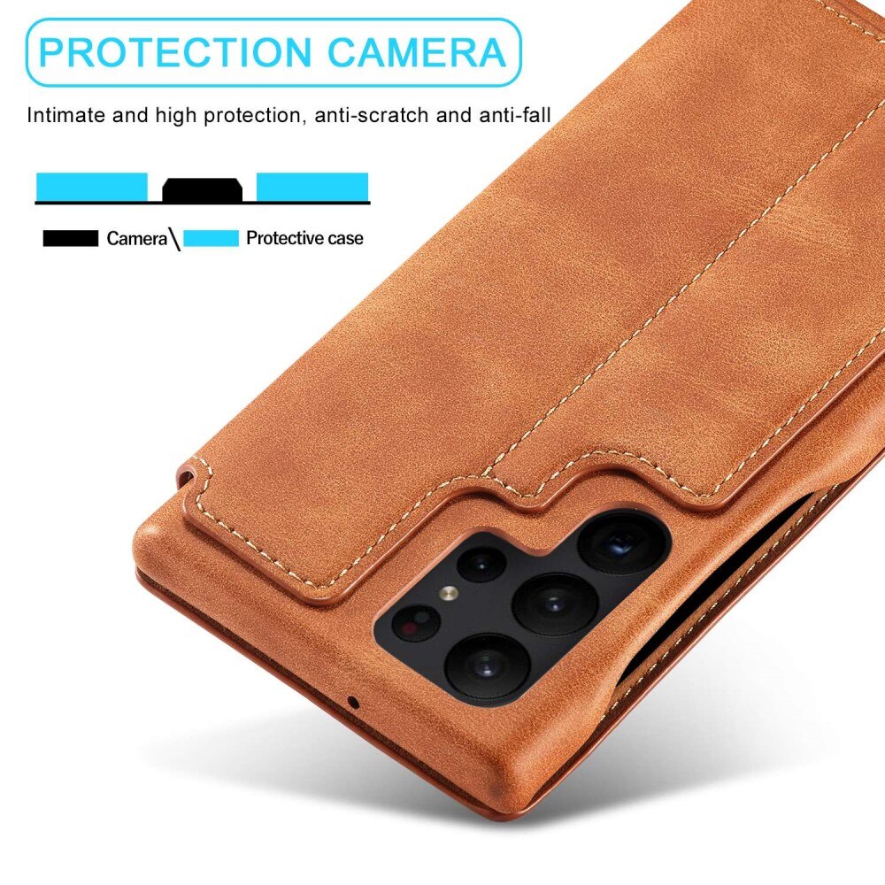 Funda delgada con solapa Samsung Galaxy S23 Ultra coñac