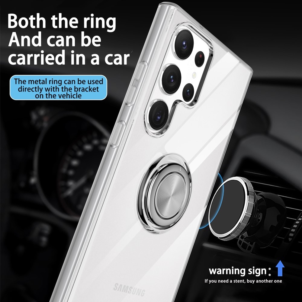 Funda Finger Ring Kickstand Samsung Galaxy S23 Ultra transparente