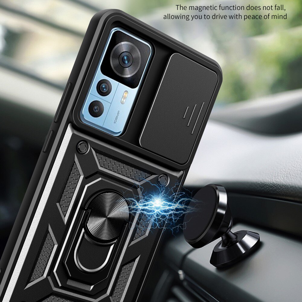 Funda híbrida Ring y Protector Cámara Xiaomi 12T Pro Negro