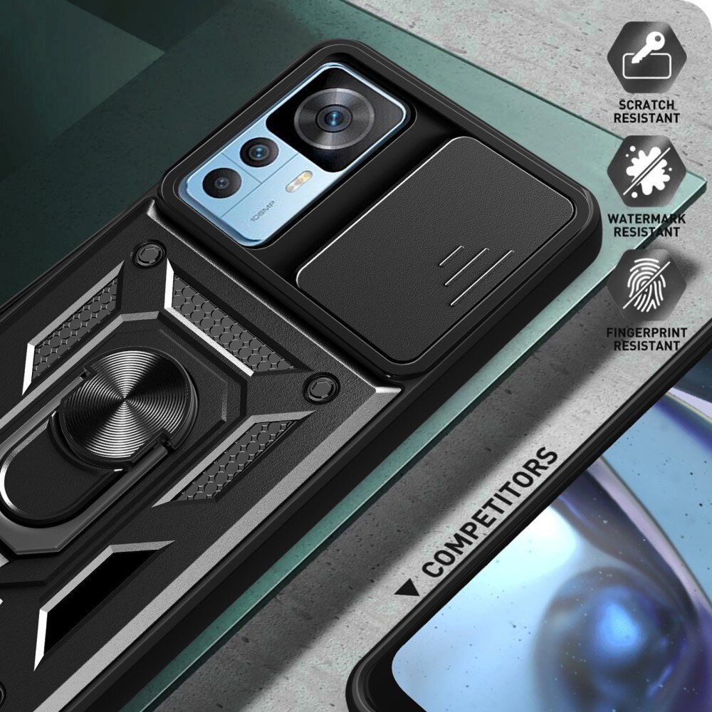 Funda híbrida Ring y Protector Cámara Xiaomi 12T Pro Negro