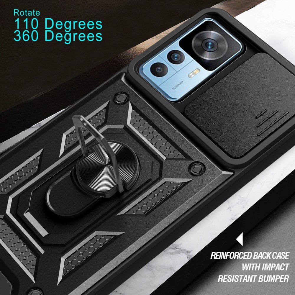 Funda híbrida Ring y Protector Cámara Xiaomi 12T Pro Negro