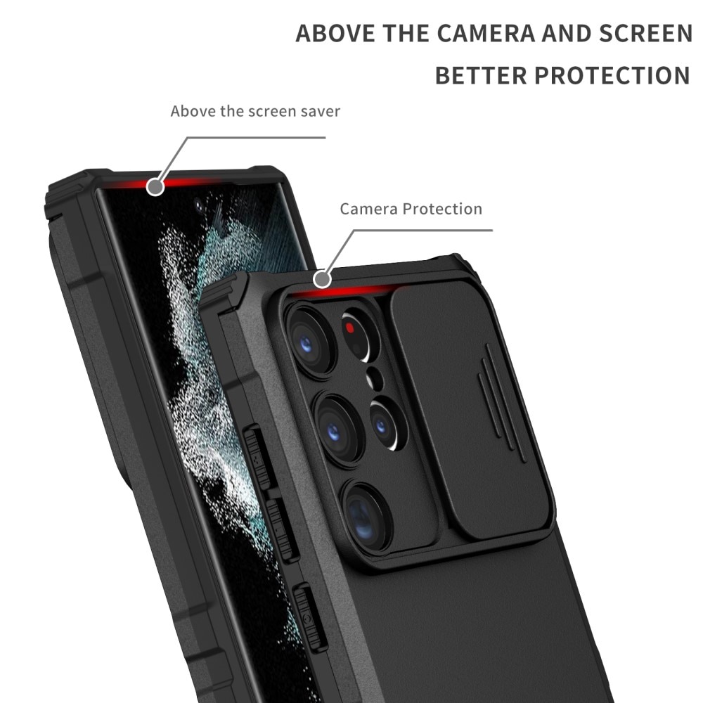Funda Kickstand con Protector Cámara Samsung Galaxy S23 Ultra Negro