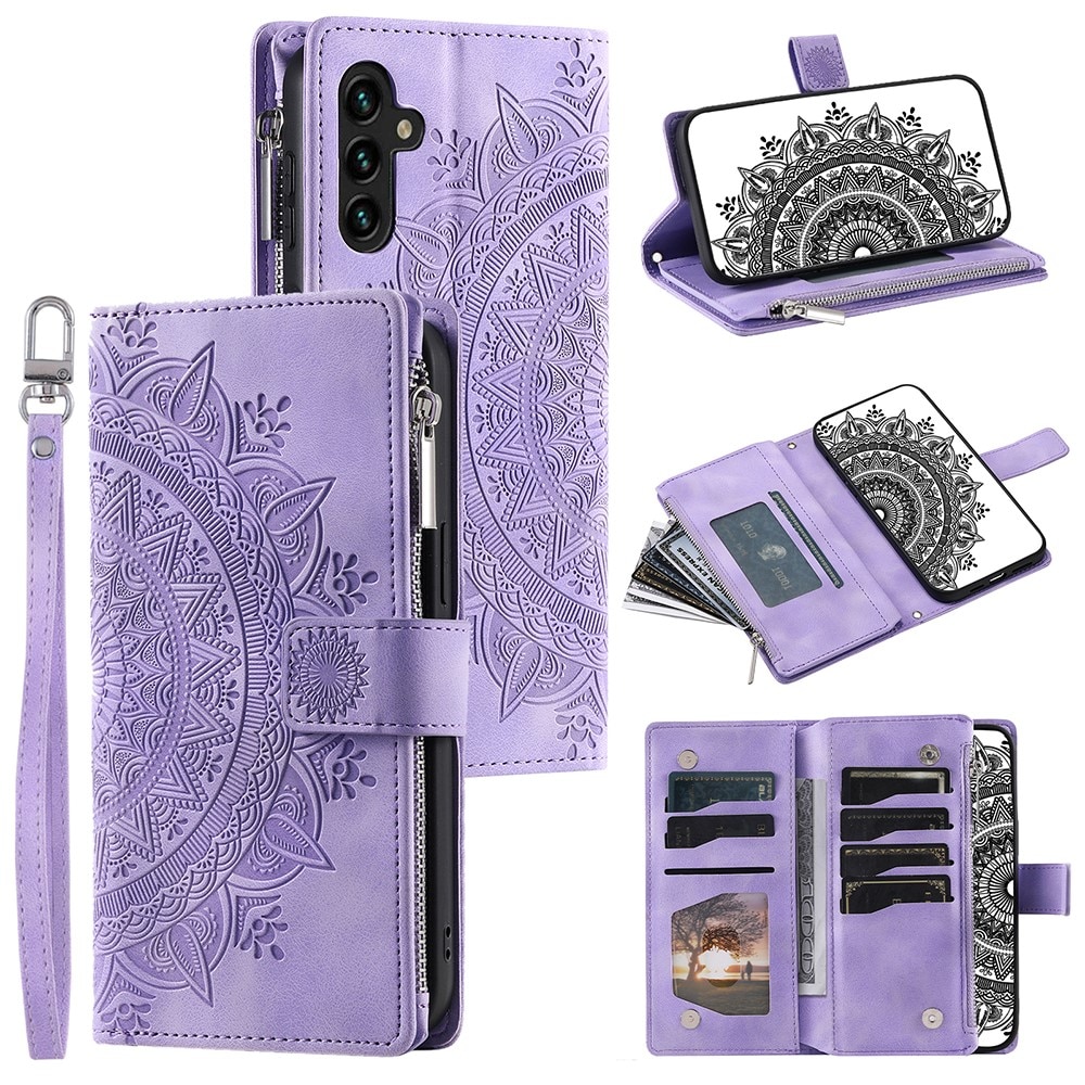 Funda Mandala tipo billetera Samsung Galaxy A54 violeta