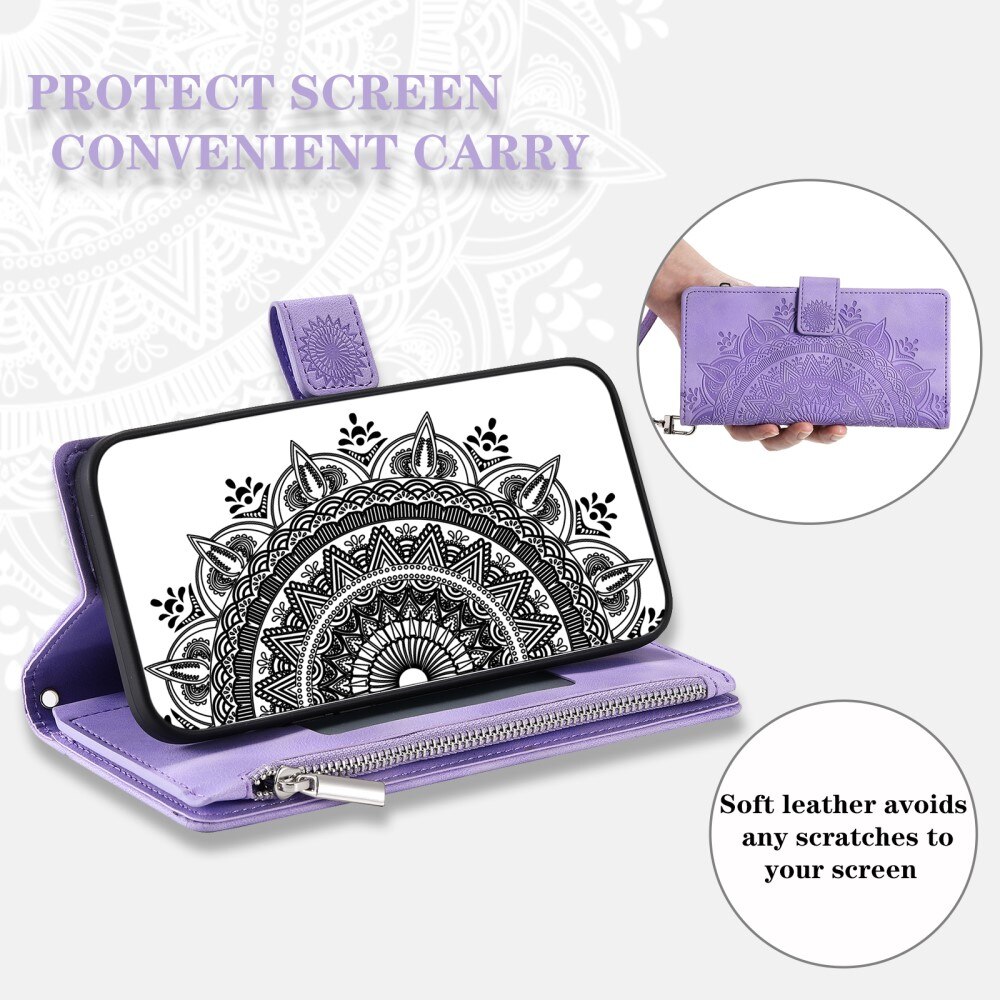 Funda Mandala tipo billetera Samsung Galaxy A54 violeta