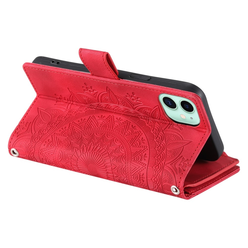 Funda Mandala tipo billetera iPhone 12 Mini rojo