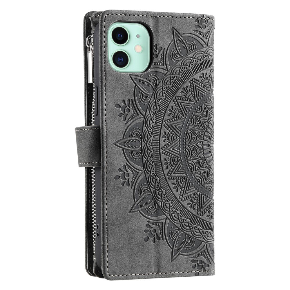 Funda Mandala tipo billetera iPhone 12 Mini gris