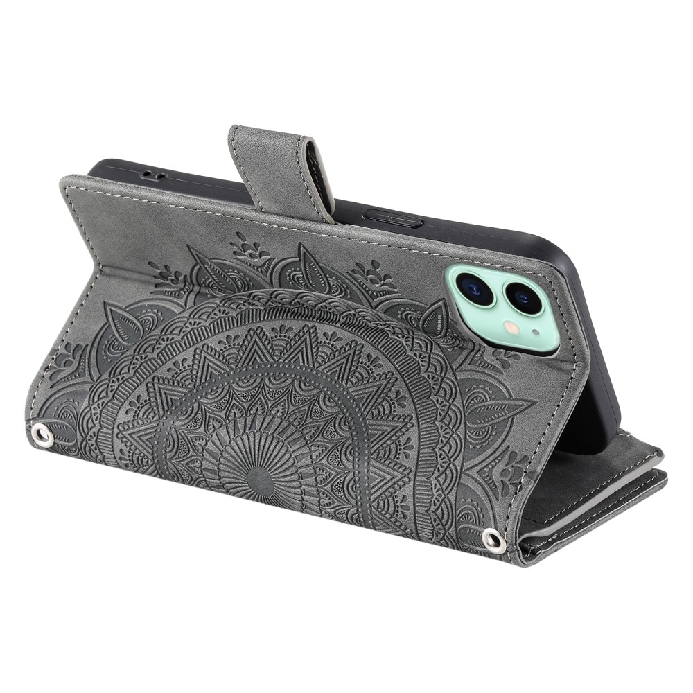 Funda Mandala tipo billetera iPhone 12 Mini gris