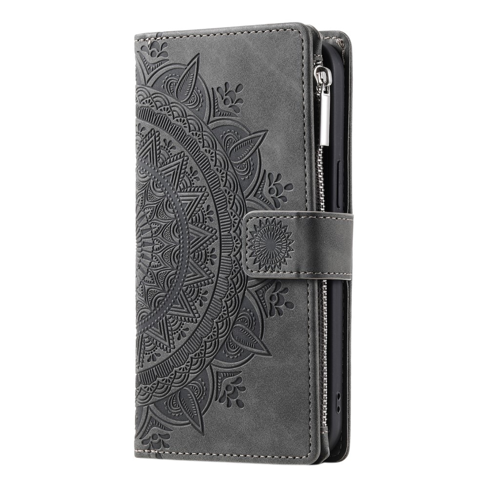 Funda Mandala tipo billetera iPhone 12 Mini gris