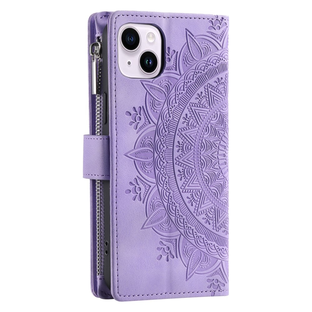 Funda Mandala tipo billetera iPhone 13 Mini violeta