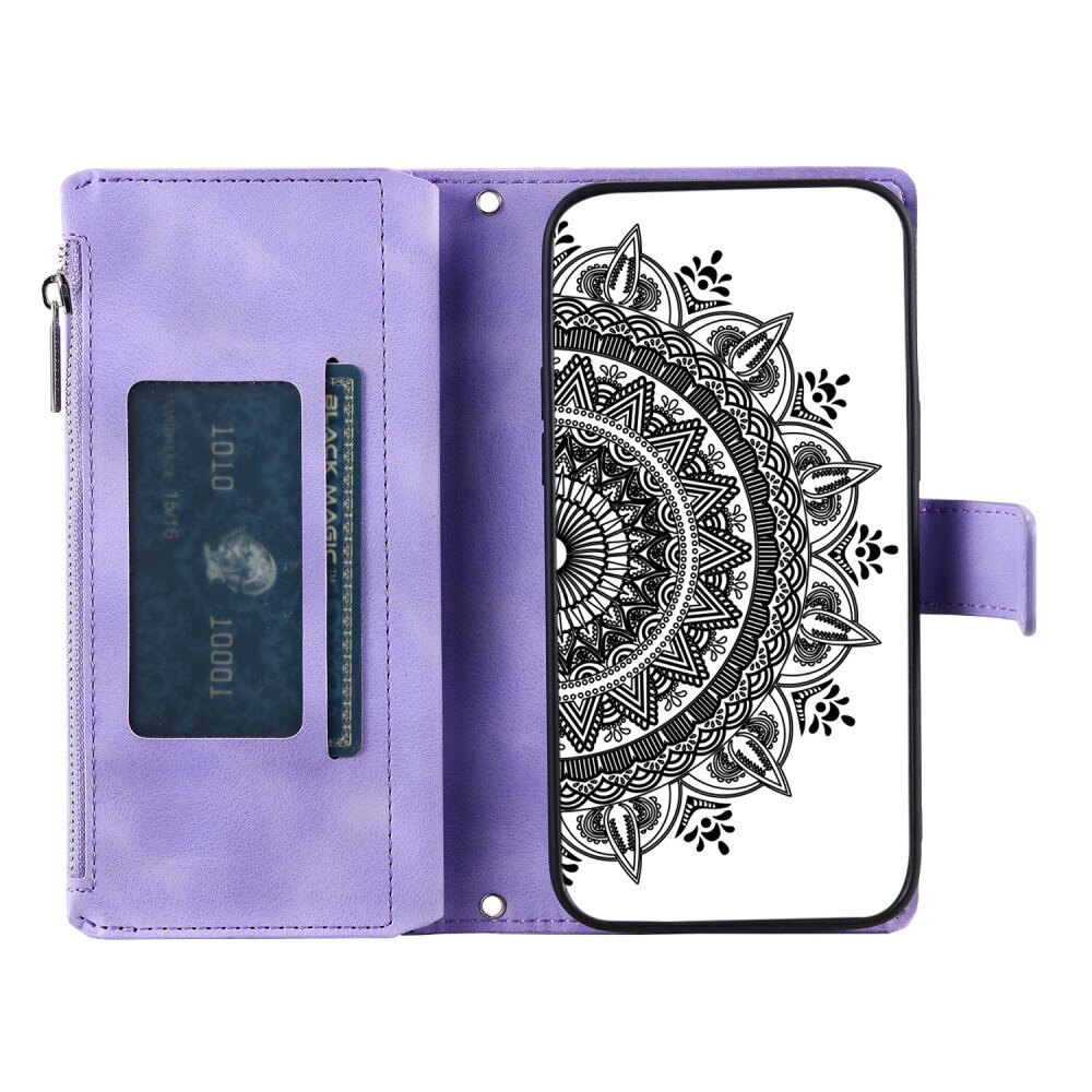 Funda Mandala tipo billetera iPhone 13 Mini violeta