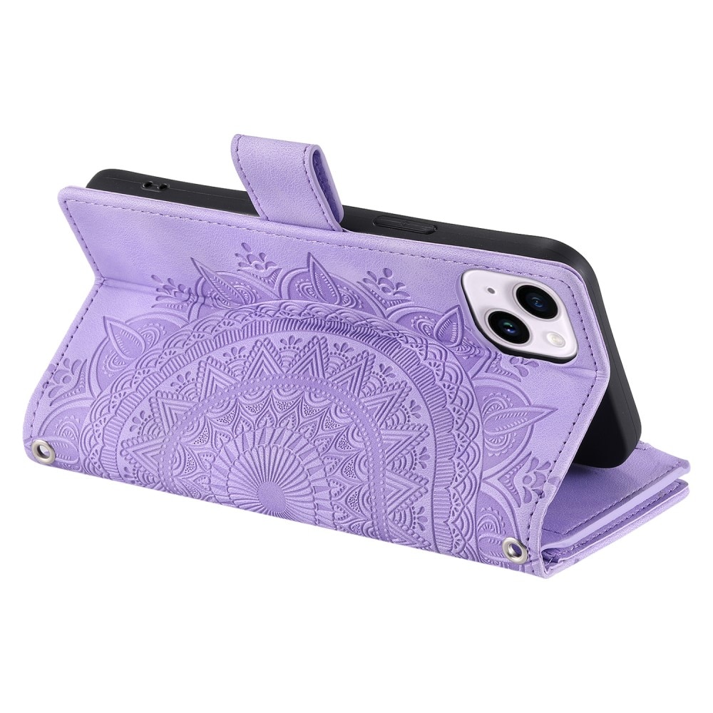 Funda Mandala tipo billetera iPhone 13 Mini violeta