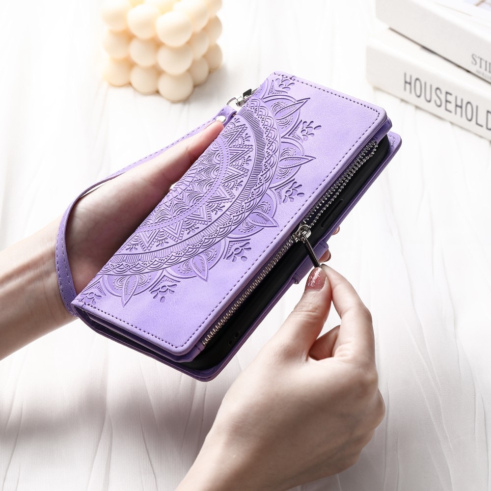 Funda Mandala tipo billetera iPhone 13 Mini violeta