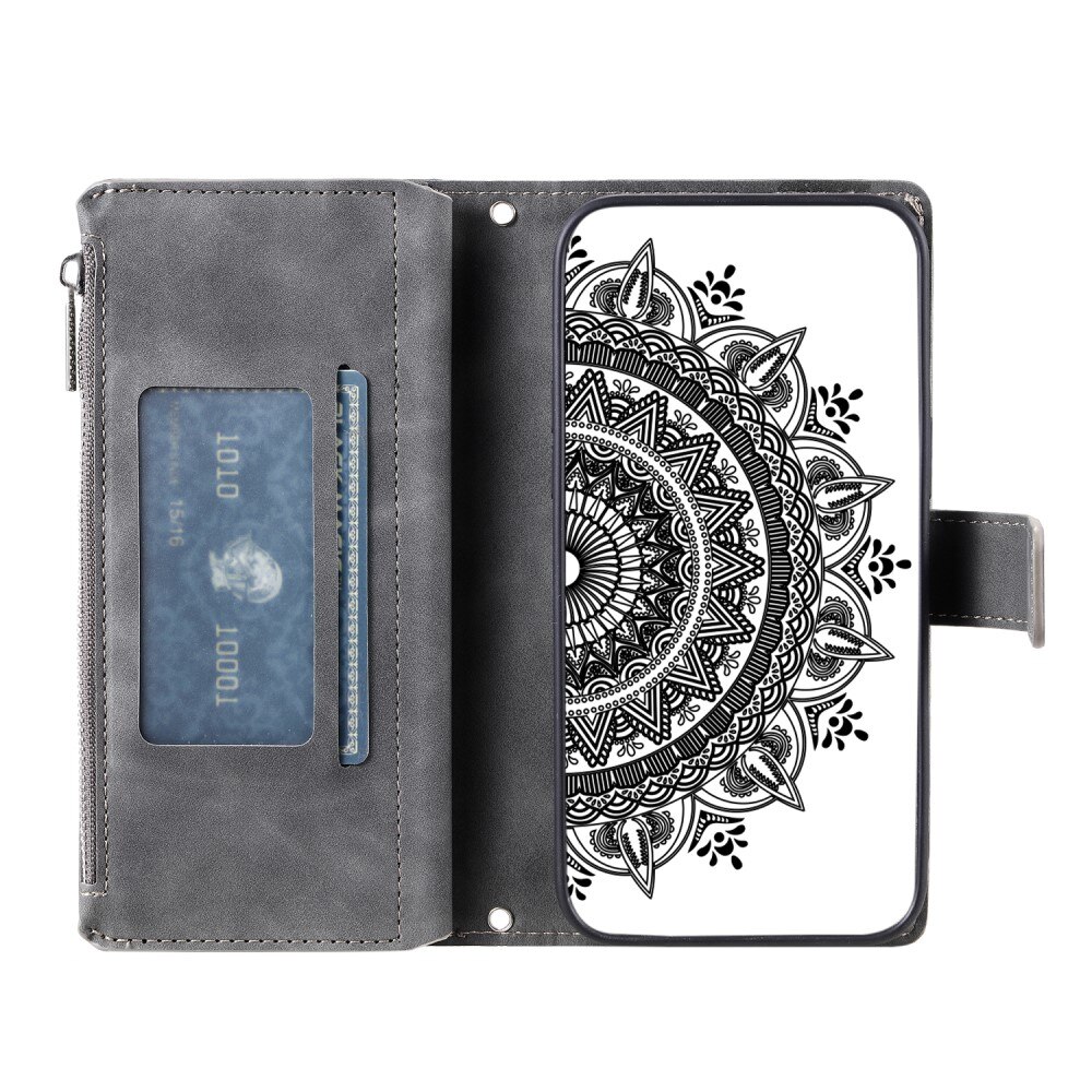 Funda Mandala tipo billetera iPhone 13 Mini gris