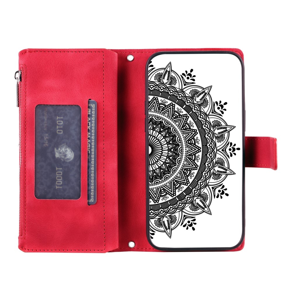 Funda Mandala tipo billetera iPhone 13 Mini rojo