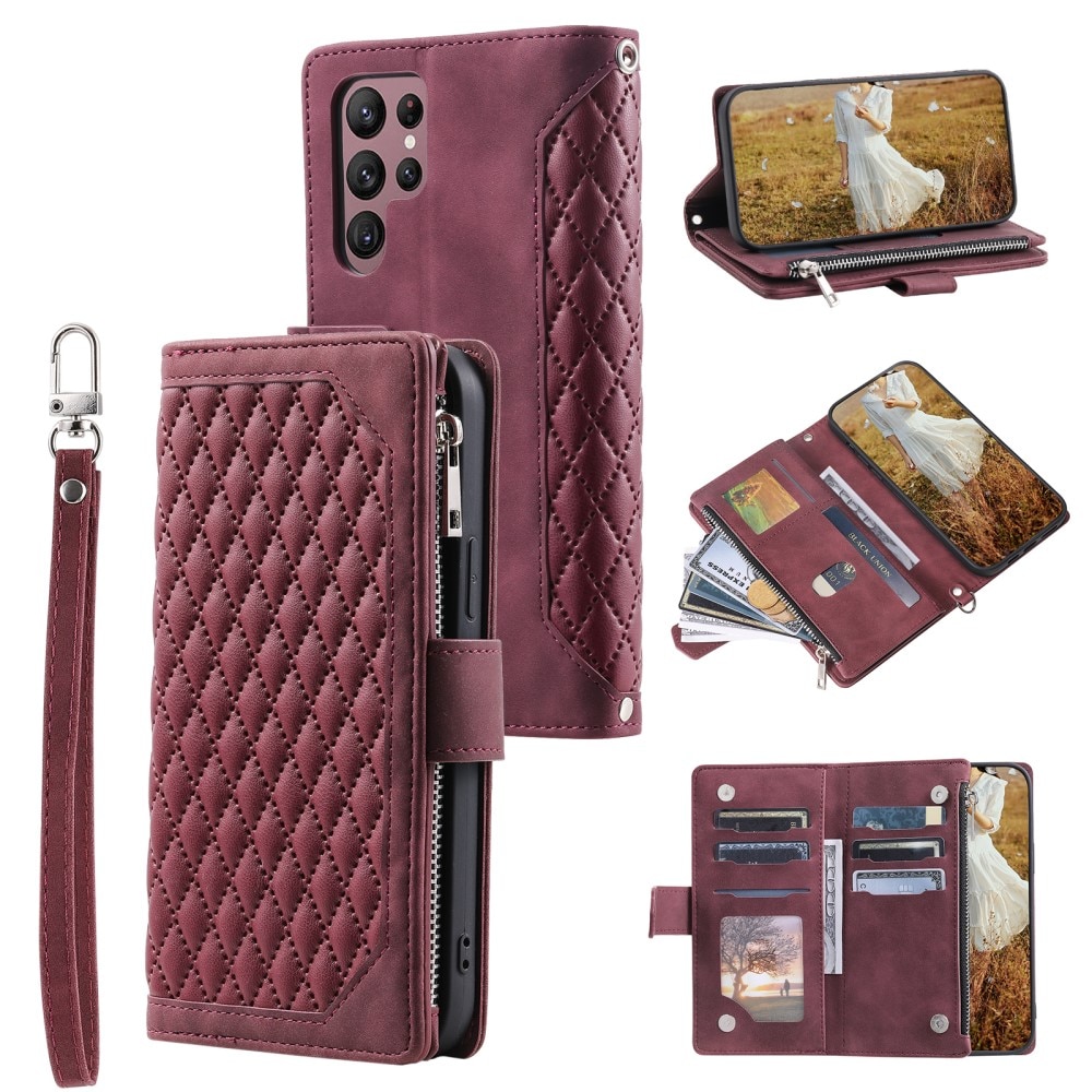 Funda acolchada tipo billetera Samsung Galaxy S23 Ultra Rojo