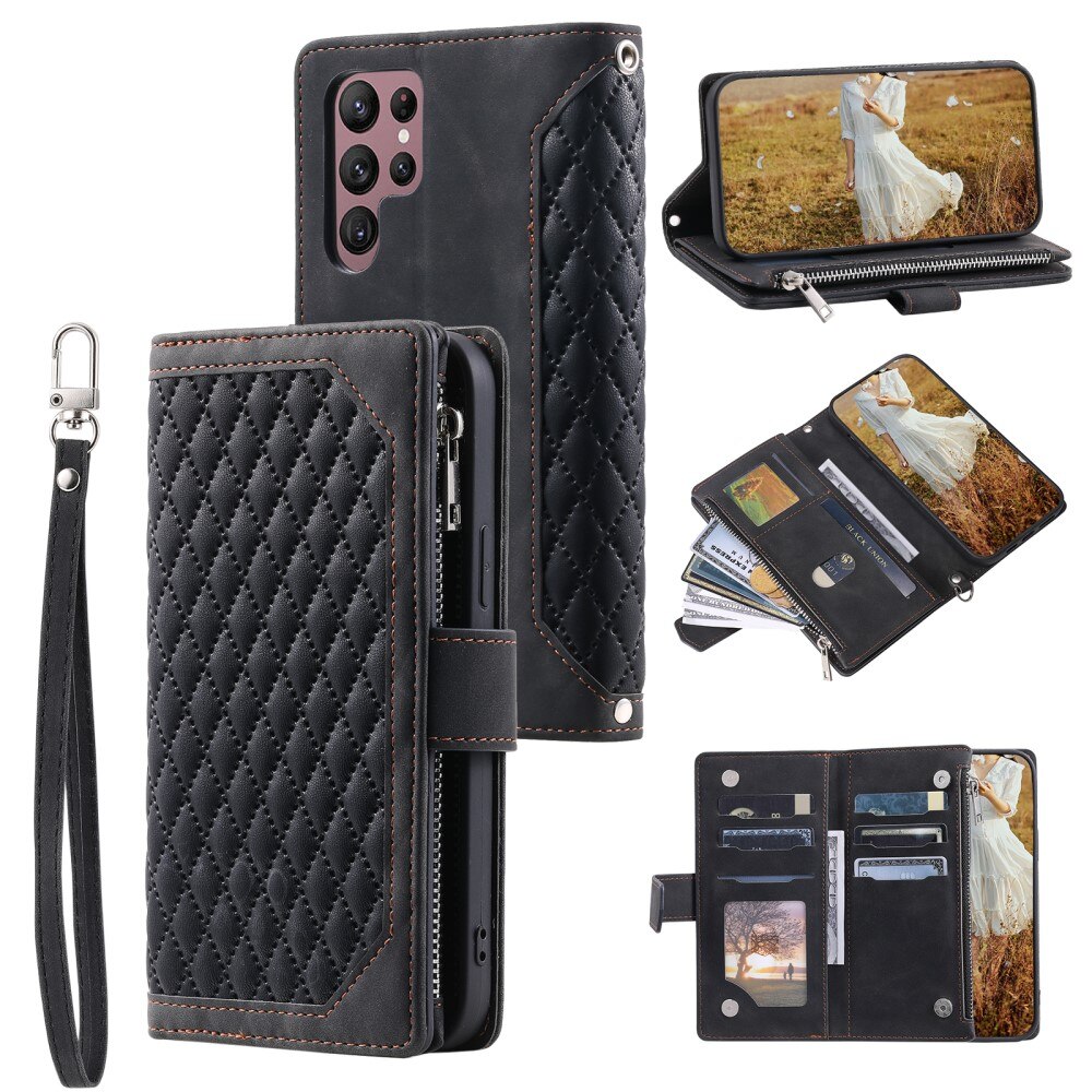 Funda acolchada tipo billetera Samsung Galaxy S23 Ultra Negro