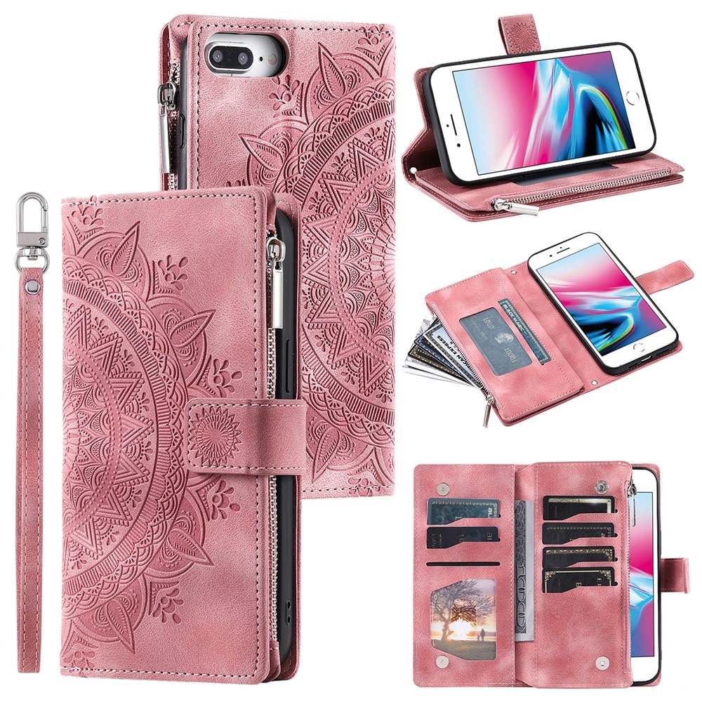 Funda Mandala tipo billetera iPhone 7 Plus/8 Plus rosado