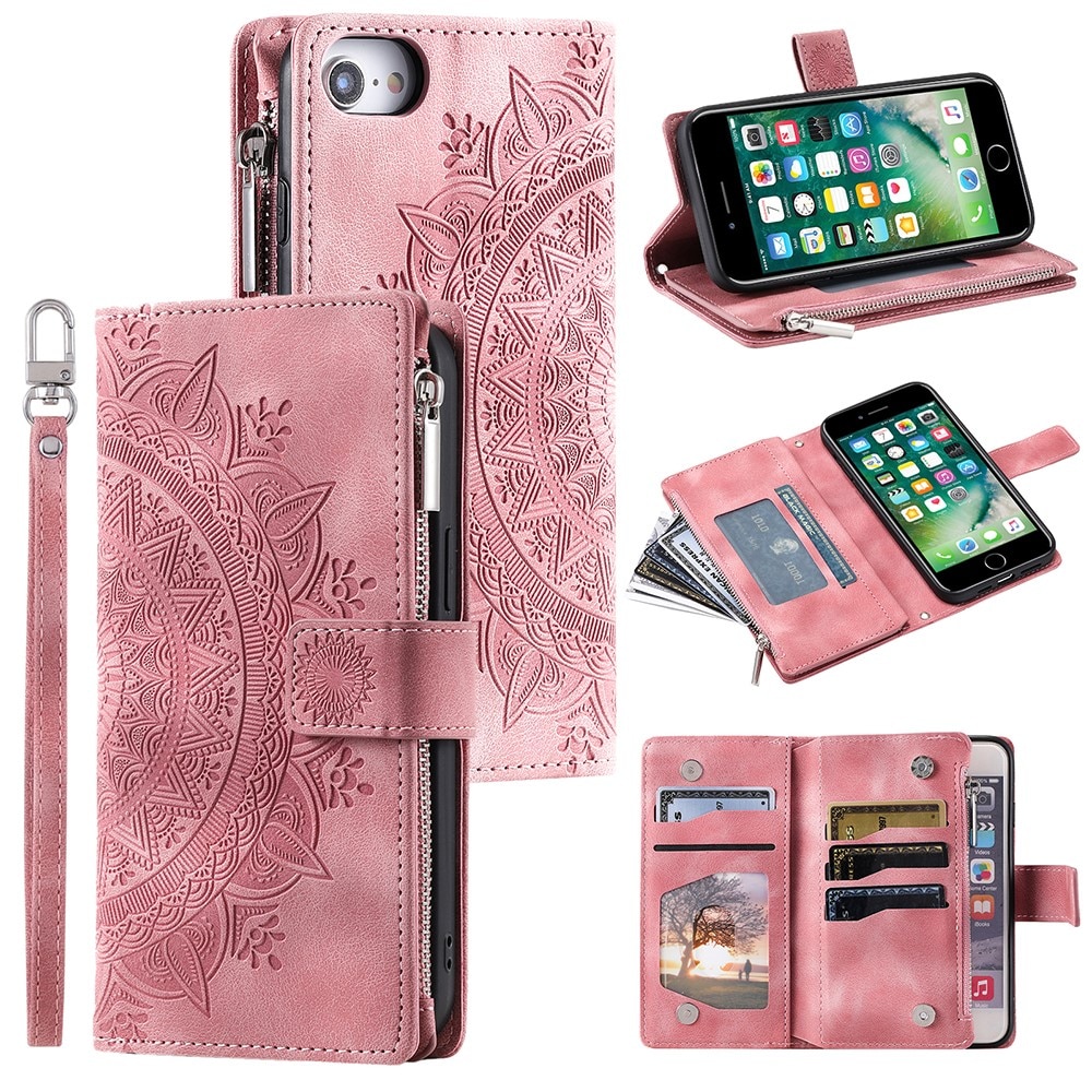 Funda Mandala tipo billetera iPhone 8 rosado