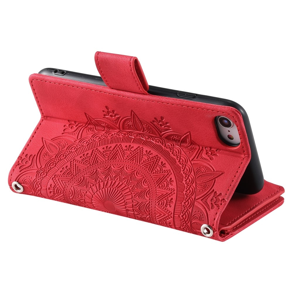 Funda Mandala tipo billetera iPhone SE (2020) rojo