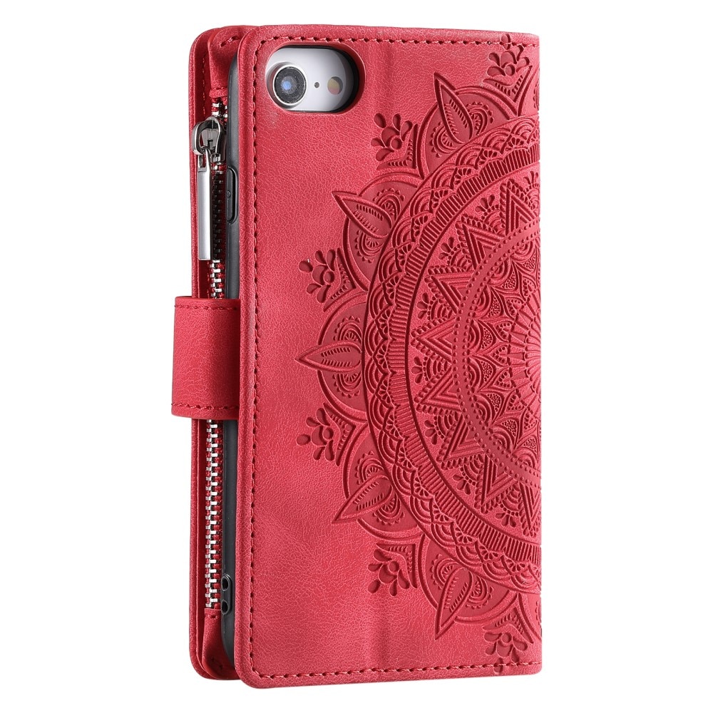 Funda Mandala tipo billetera iPhone SE (2022) rojo