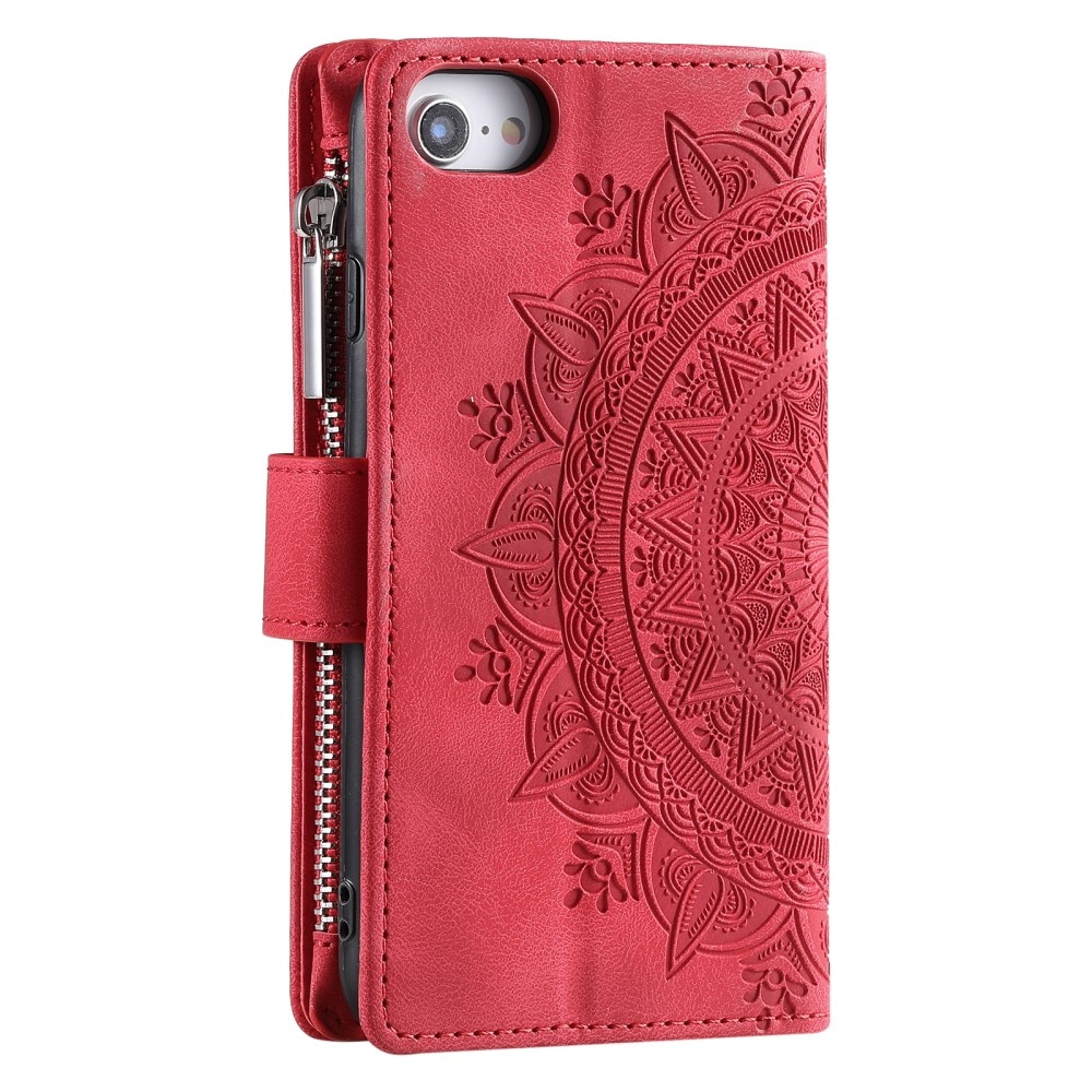 Funda Mandala tipo billetera iPhone SE (2020) rojo