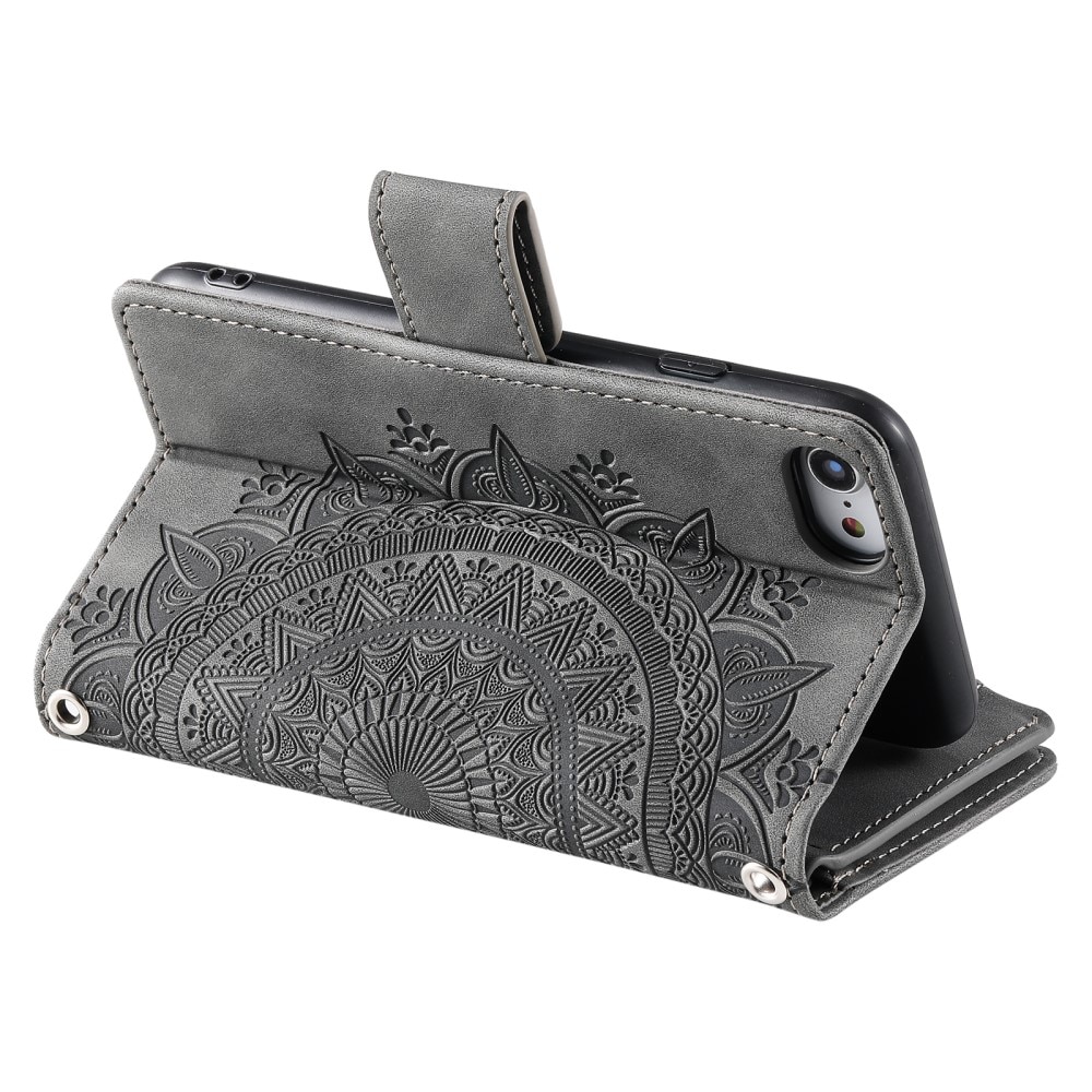 Funda Mandala tipo billetera iPhone SE (2020) gris