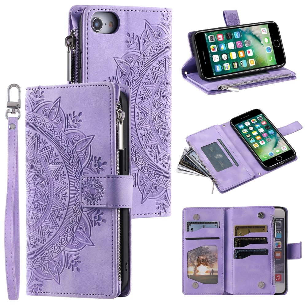 Funda Mandala tipo billetera iPhone 8 violeta