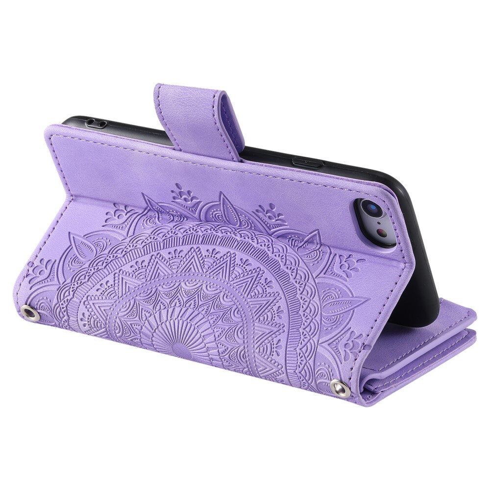 Funda Mandala tipo billetera iPhone SE (2022) violeta