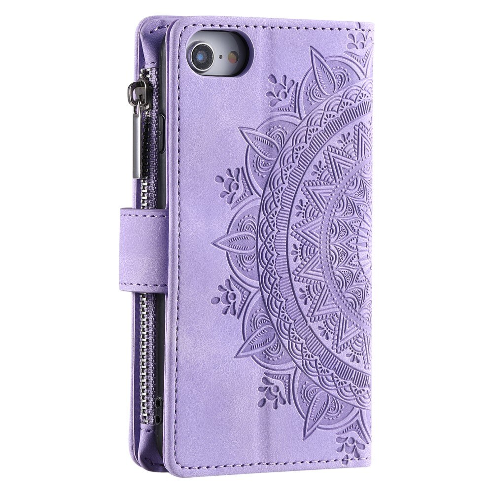 Funda Mandala tipo billetera iPhone SE (2020) violeta