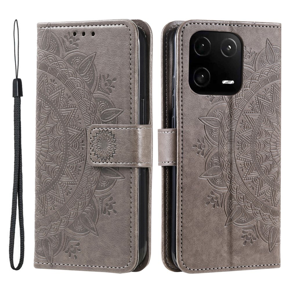 Funda de Cuero Mandala Xiaomi 13 gris