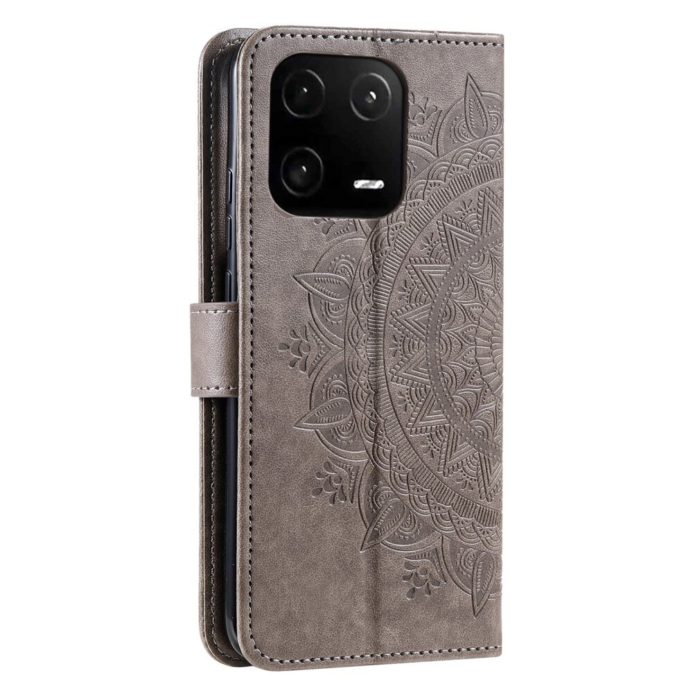 Funda de Cuero Mandala Xiaomi 13 Pro gris