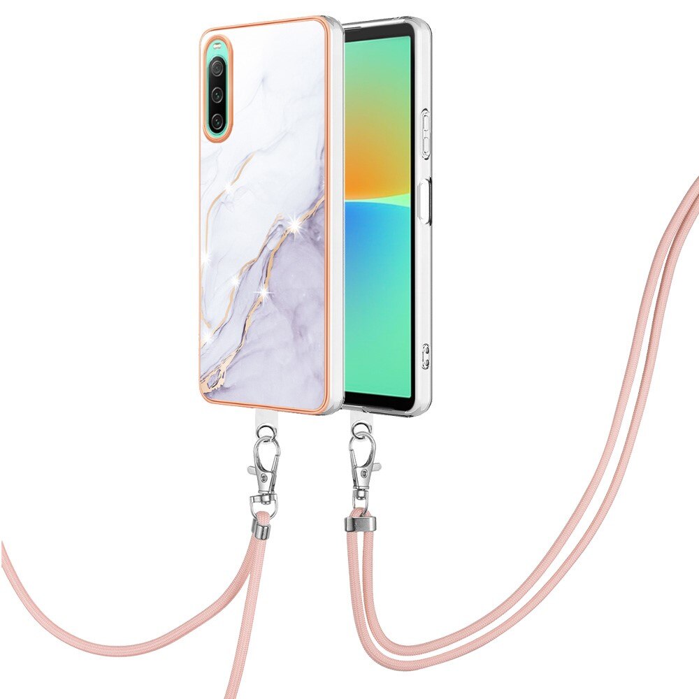 Funda con correa colgante Sony Xperia 10 IV Mármol blanco