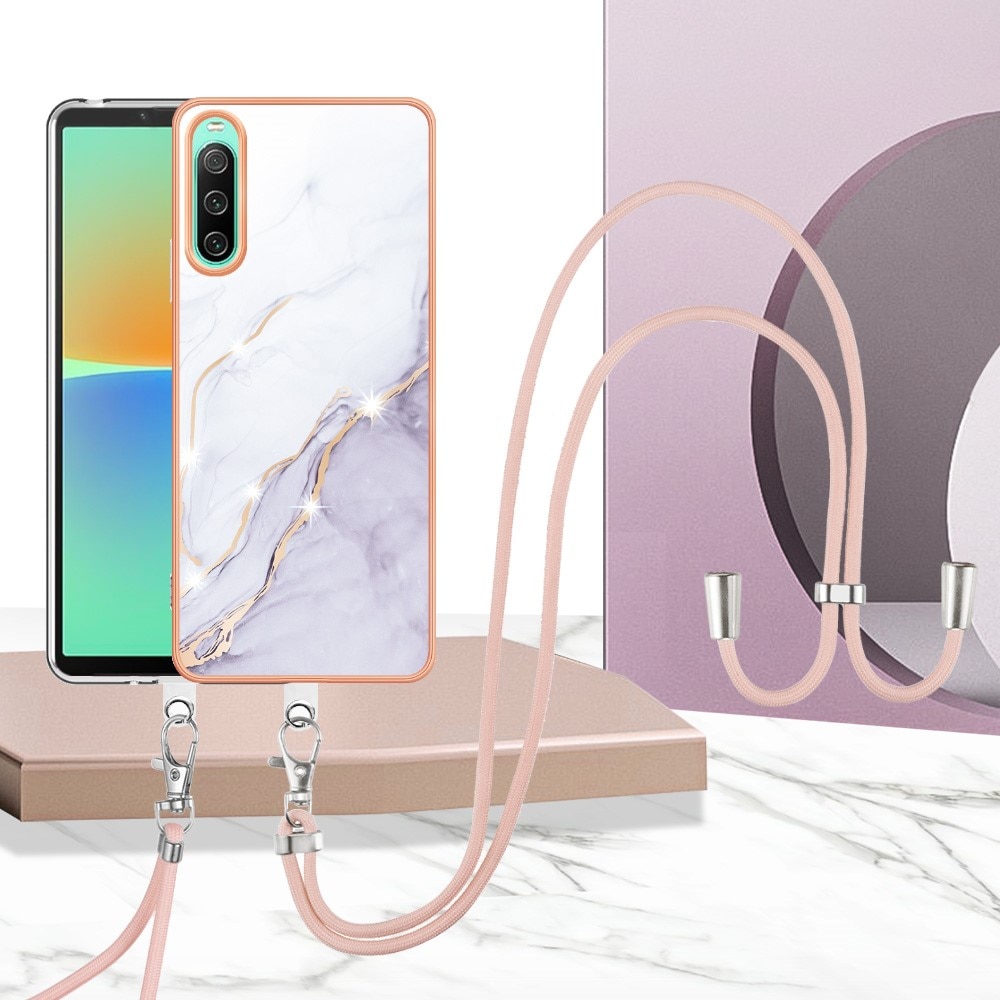 Funda con correa colgante Sony Xperia 10 IV Mármol blanco