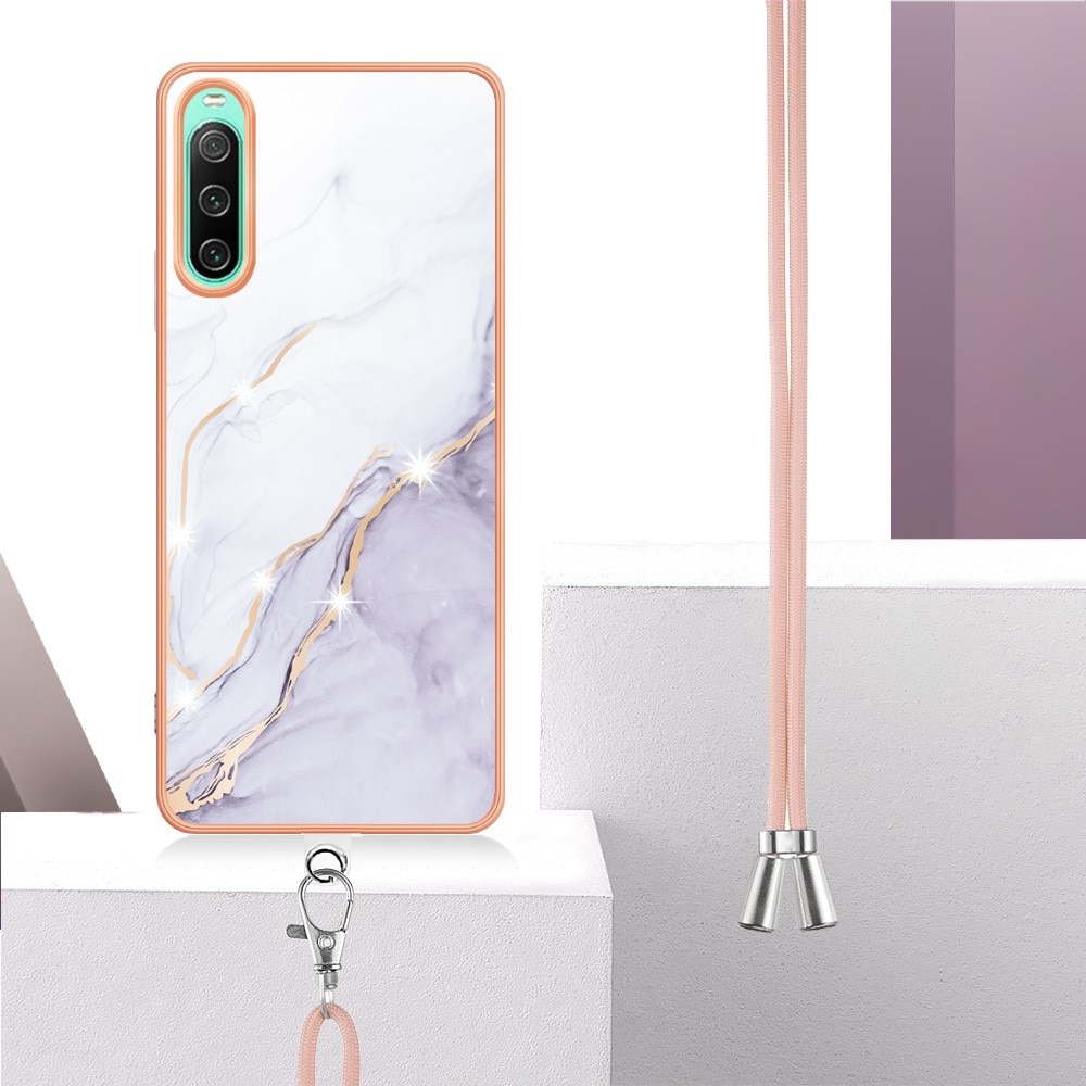 Funda con correa colgante Sony Xperia 10 IV Mármol blanco