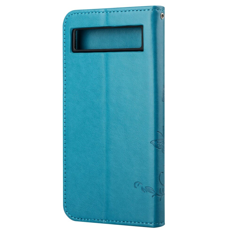 Funda de Cuero con Mariposas Google Pixel 7a, Azul