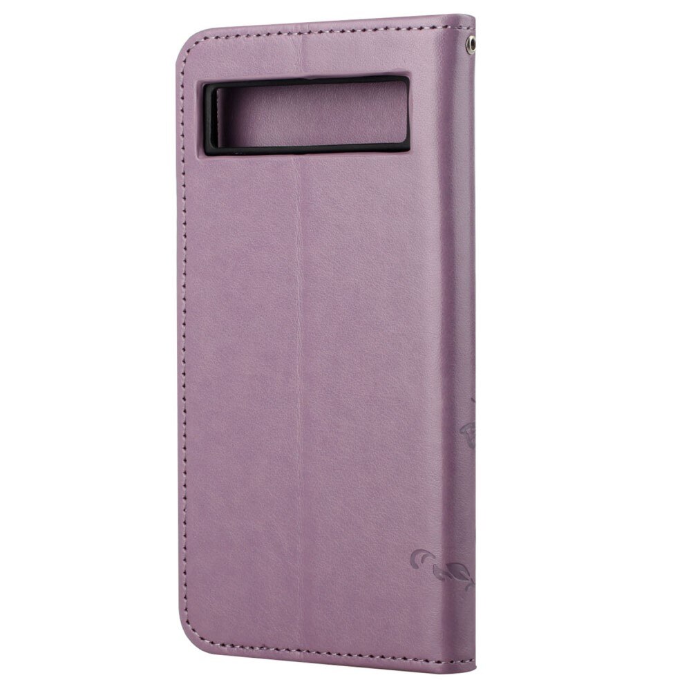 Funda de Cuero con Mariposas Google Pixel 7a, Púrpura