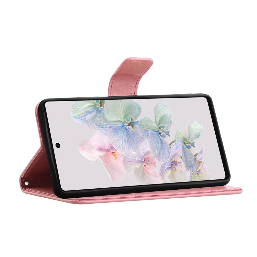 Funda de Cuero con Mariposas Google Pixel 7a, Rosa