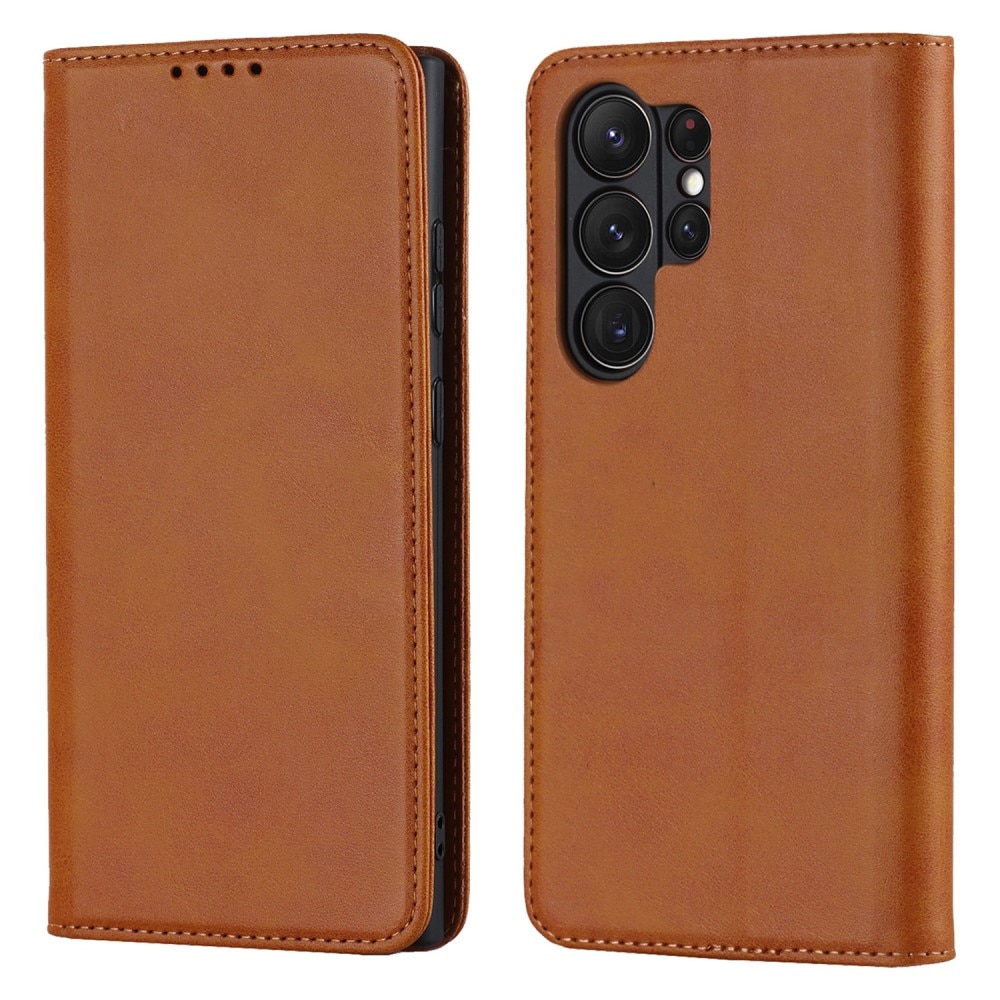 Slim Leather Wallet Samsung Galaxy S23 Ultra Cognac