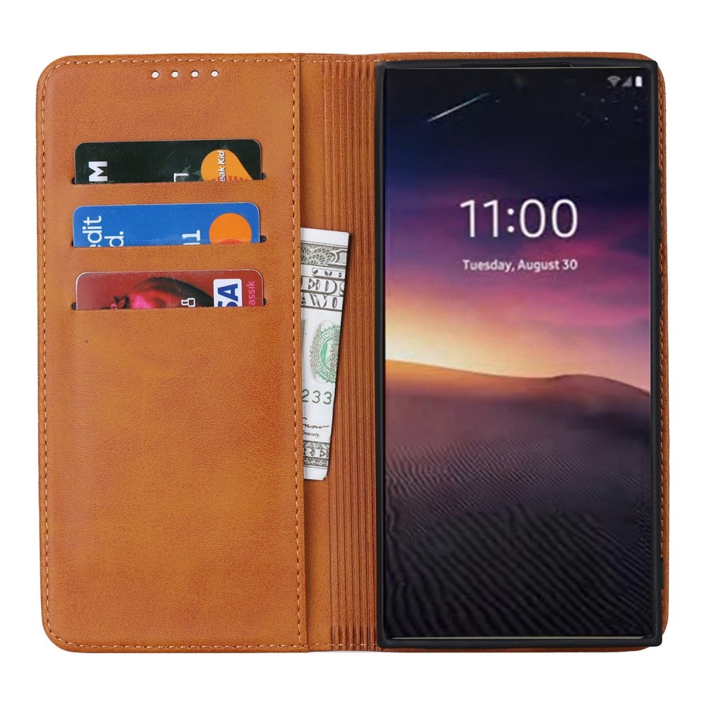 Funda delgada cartera Samsung Galaxy S23 Ultra Marrón
