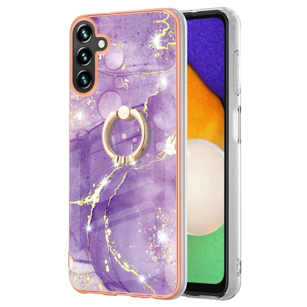 Funda Finger Ring Kickstand Samsung Galaxy A34 Mármol violeta