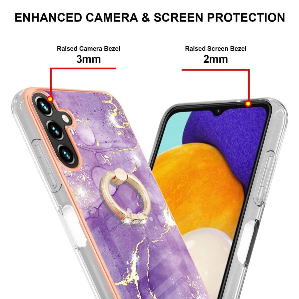 Funda Finger Ring Kickstand Samsung Galaxy A34 Mármol violeta