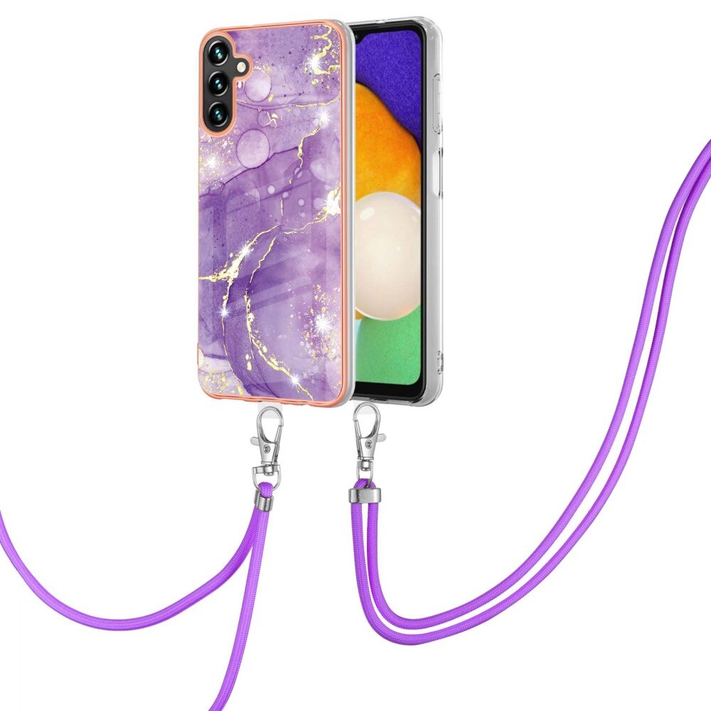 Funda con correa colgante Samsung Galaxy A54 Mármol violeta