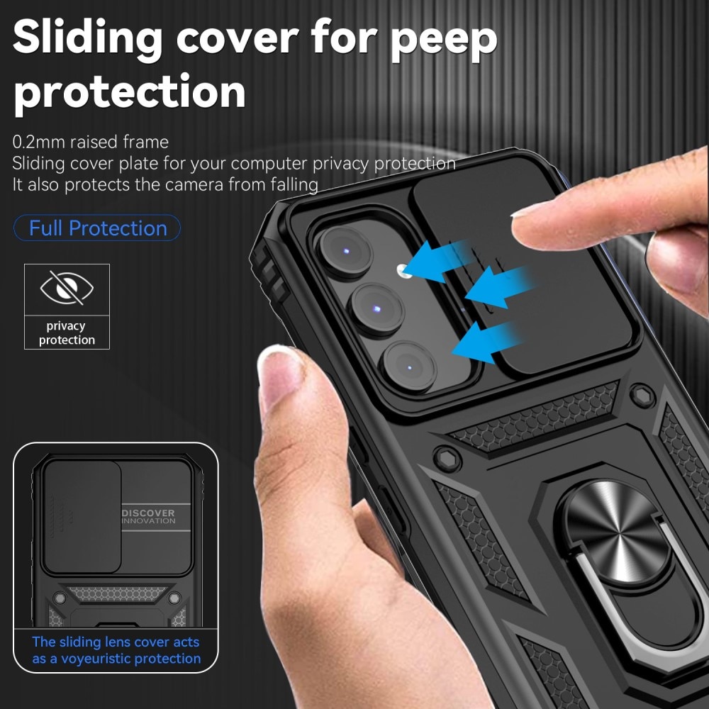 Funda híbrida Ring y Protector Cámara Samsung Galaxy A54 Negro