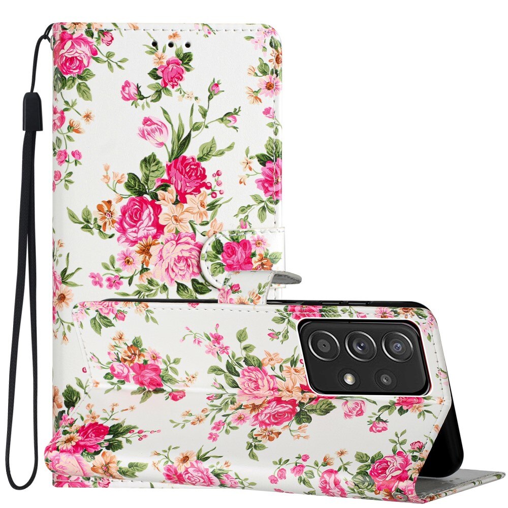 Funda cartera Samsung Galaxy A53 Flores rosadas