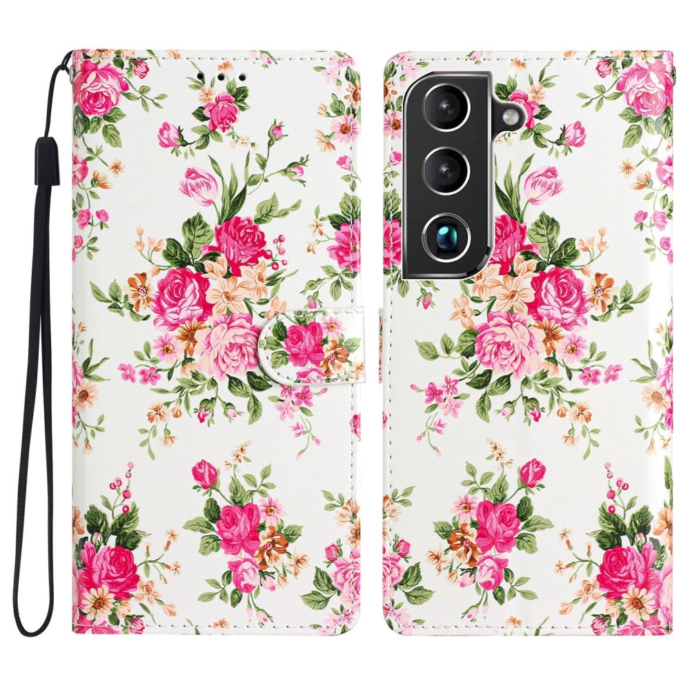 Funda cartera Samsung Galaxy S22 Flores rosadas