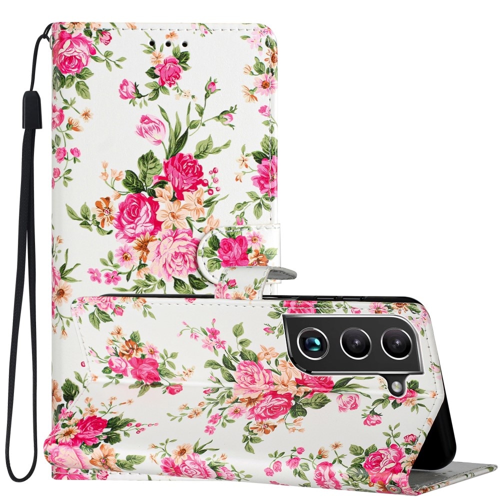 Funda cartera Samsung Galaxy S22 Flores rosadas